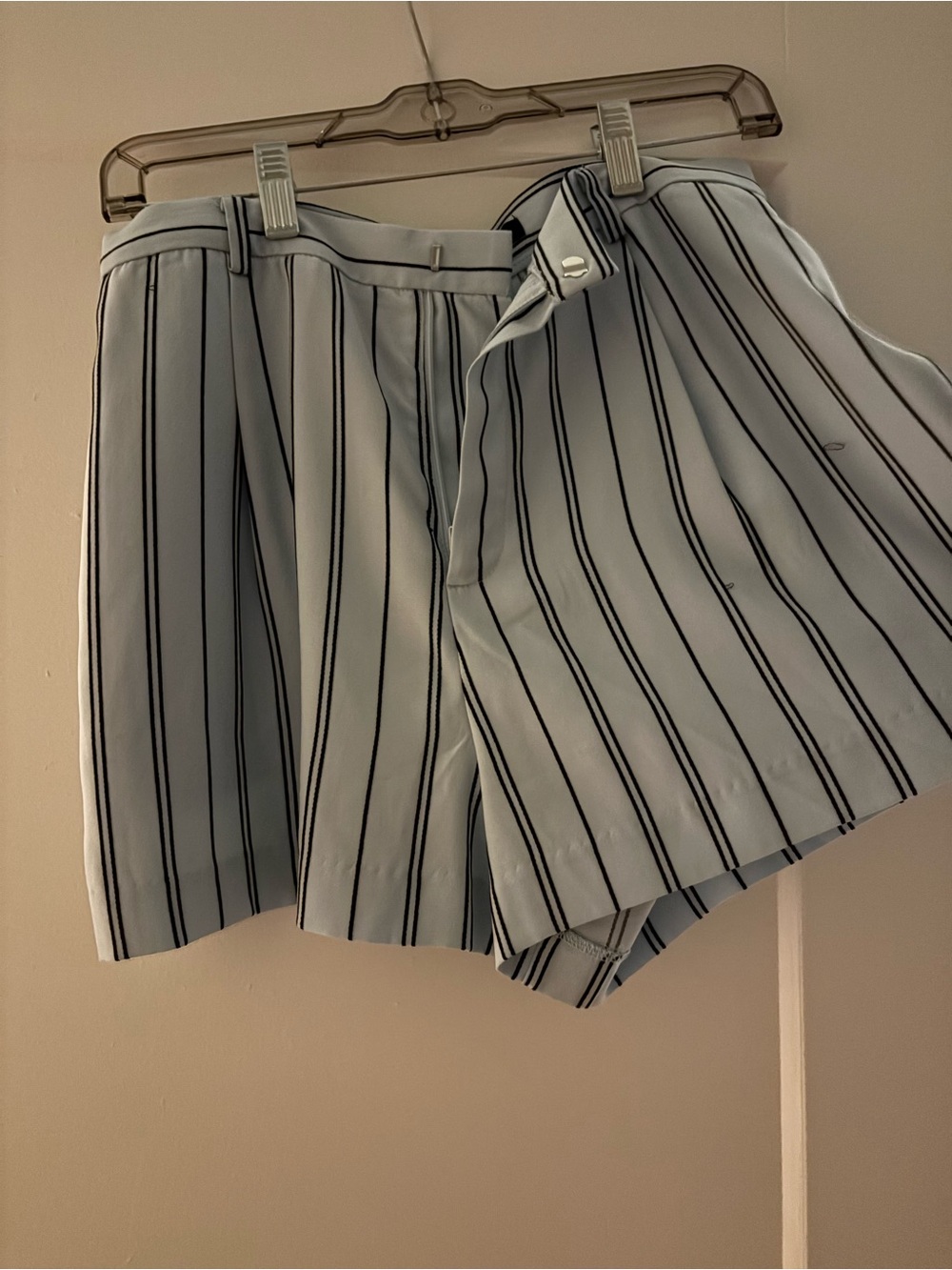 Classic Vertical-Stripe Light Blue Women’s Shorts